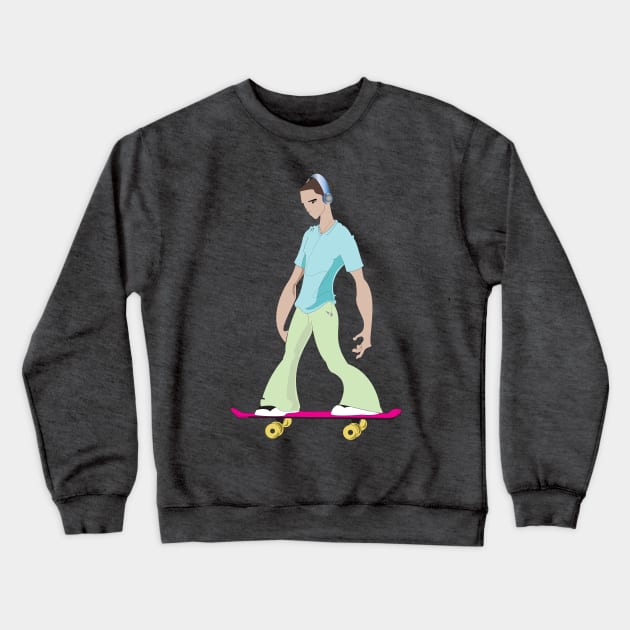 Skateboarder Kid Crewneck Sweatshirt by Android Buck